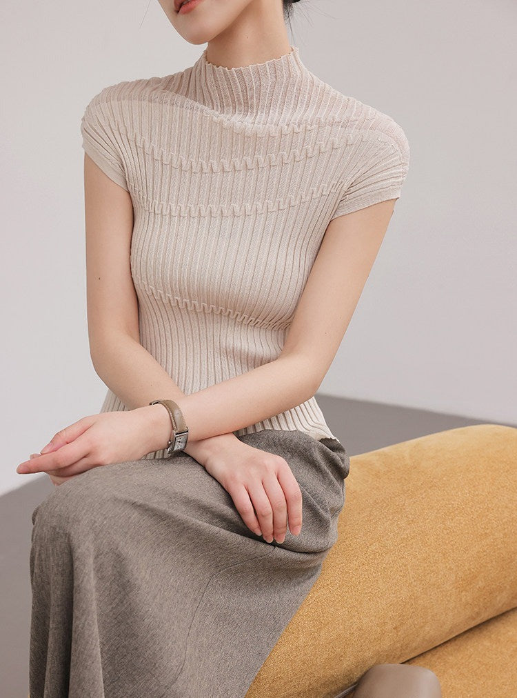 Knitted Sweater with Wave Design