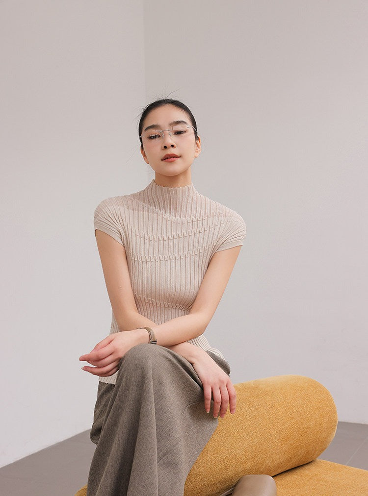 Knitted Sweater with Wave Design