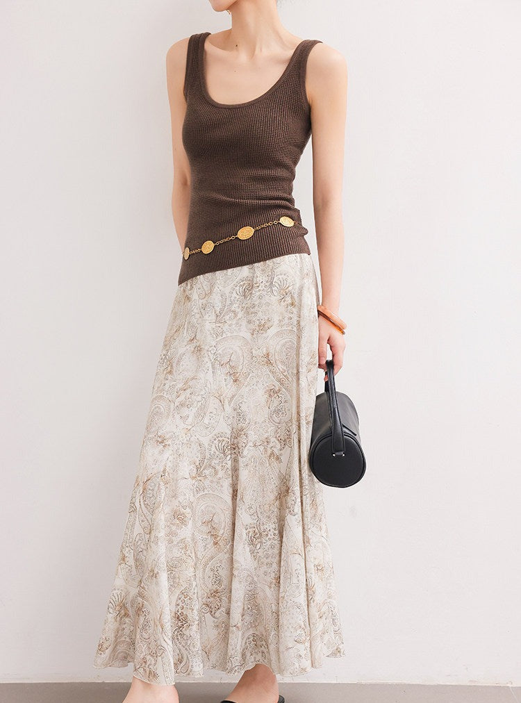 Paisley Print Skirt - Vintage Elegant Design