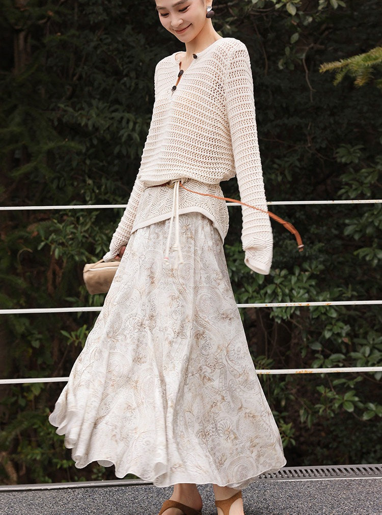 Paisley Print Skirt - Vintage Elegant Design