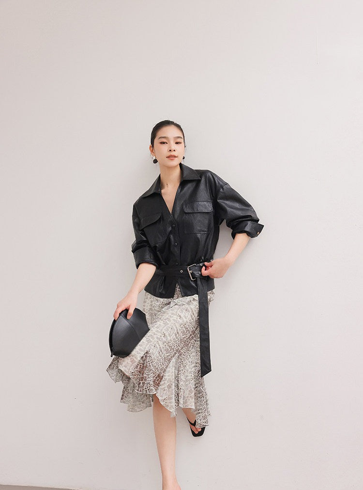 Polyester Skirt - Irregular Ruffled Hem