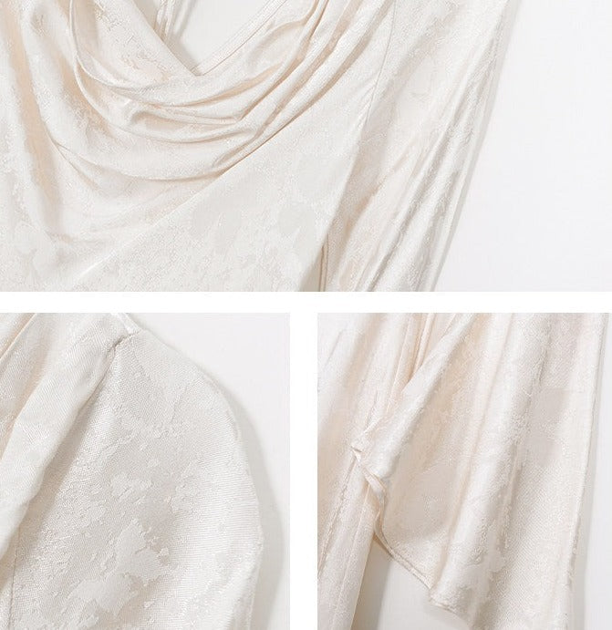 Gaun Chiffon dengan Leher Menurun