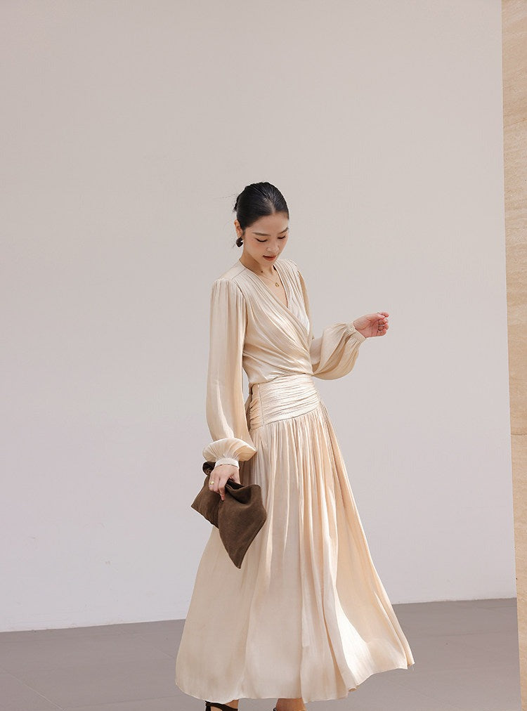 Champagne 2-Piece Set - Long Sleeve Top and Skirt