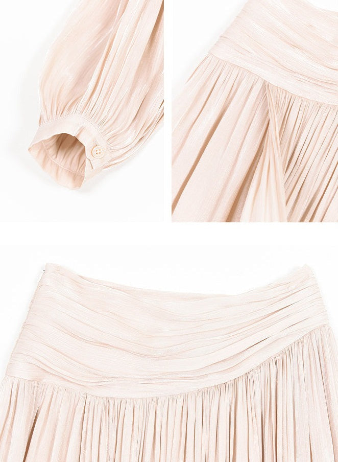 Champagne 2-Piece Set - Long Sleeve Top and Skirt