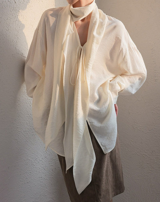 Kemeja Katun - Potongan Santai V-Neck