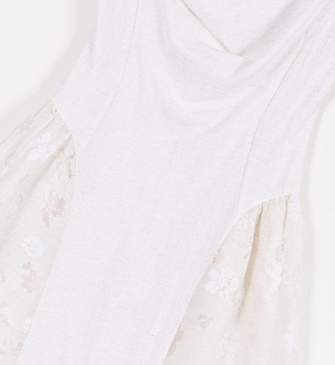 Lace Spaghetti Strap Dress - Elegant A-Line in Beige