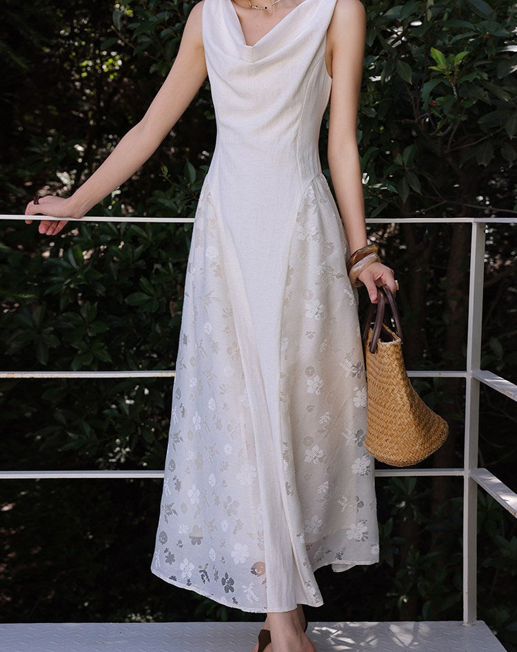 Lace Spaghetti Strap Dress - Elegant A-Line in Beige