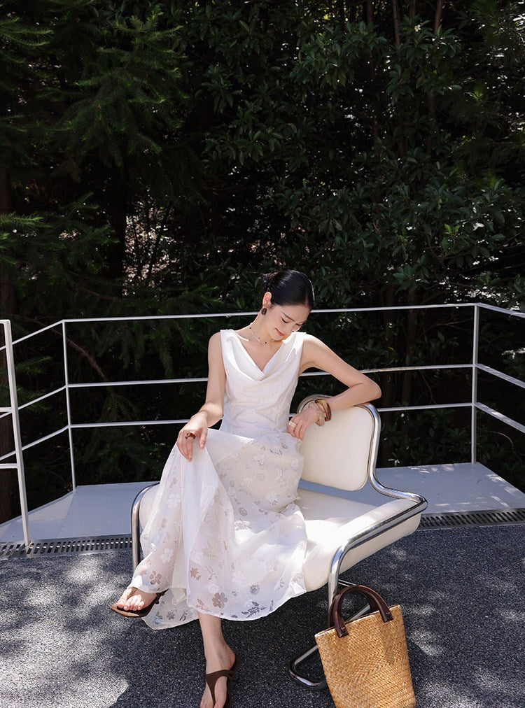 Lace Spaghetti Strap Dress - Elegant A-Line in Beige