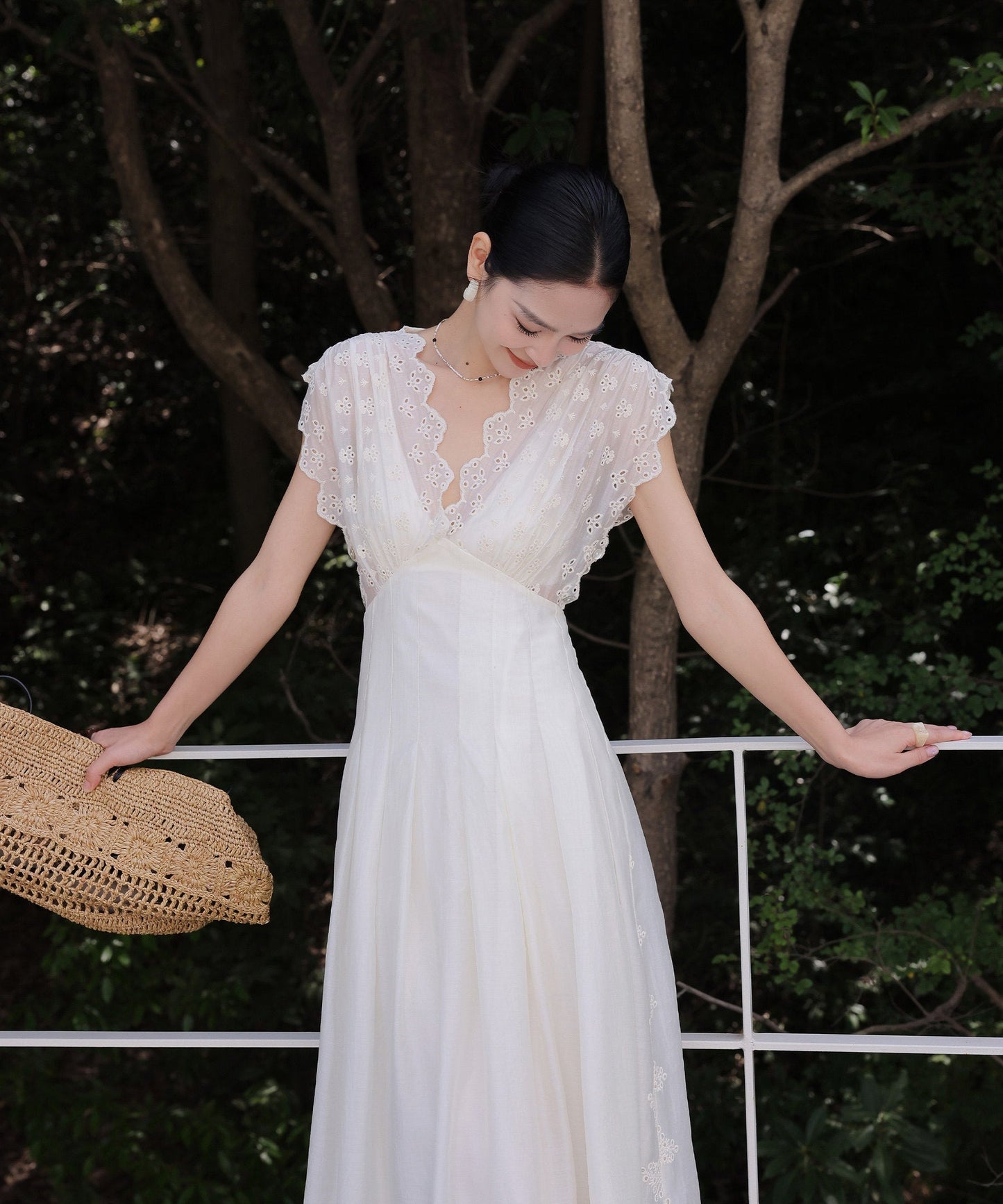 Tencel Lace Dress - Hollow-Out Design