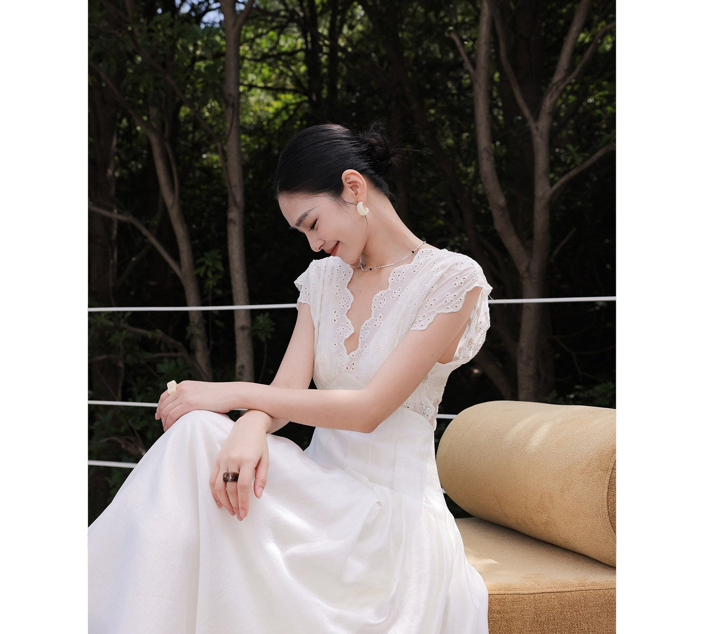 Tencel Lace Dress - Hollow-Out Design