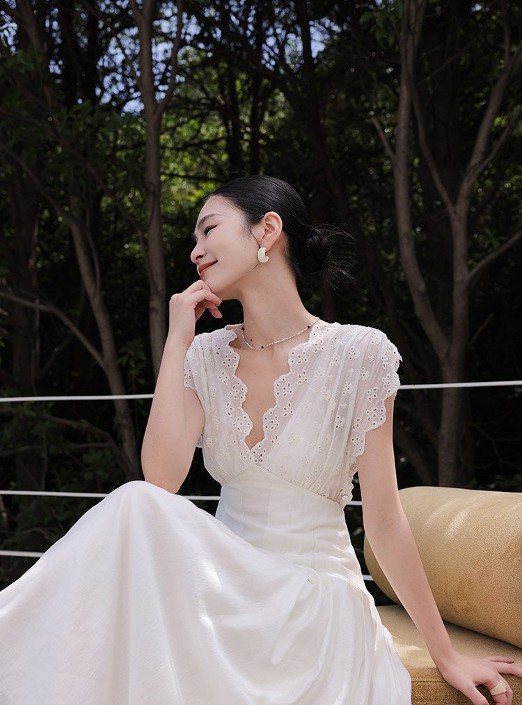 Tencel Lace Dress - Hollow-Out Design