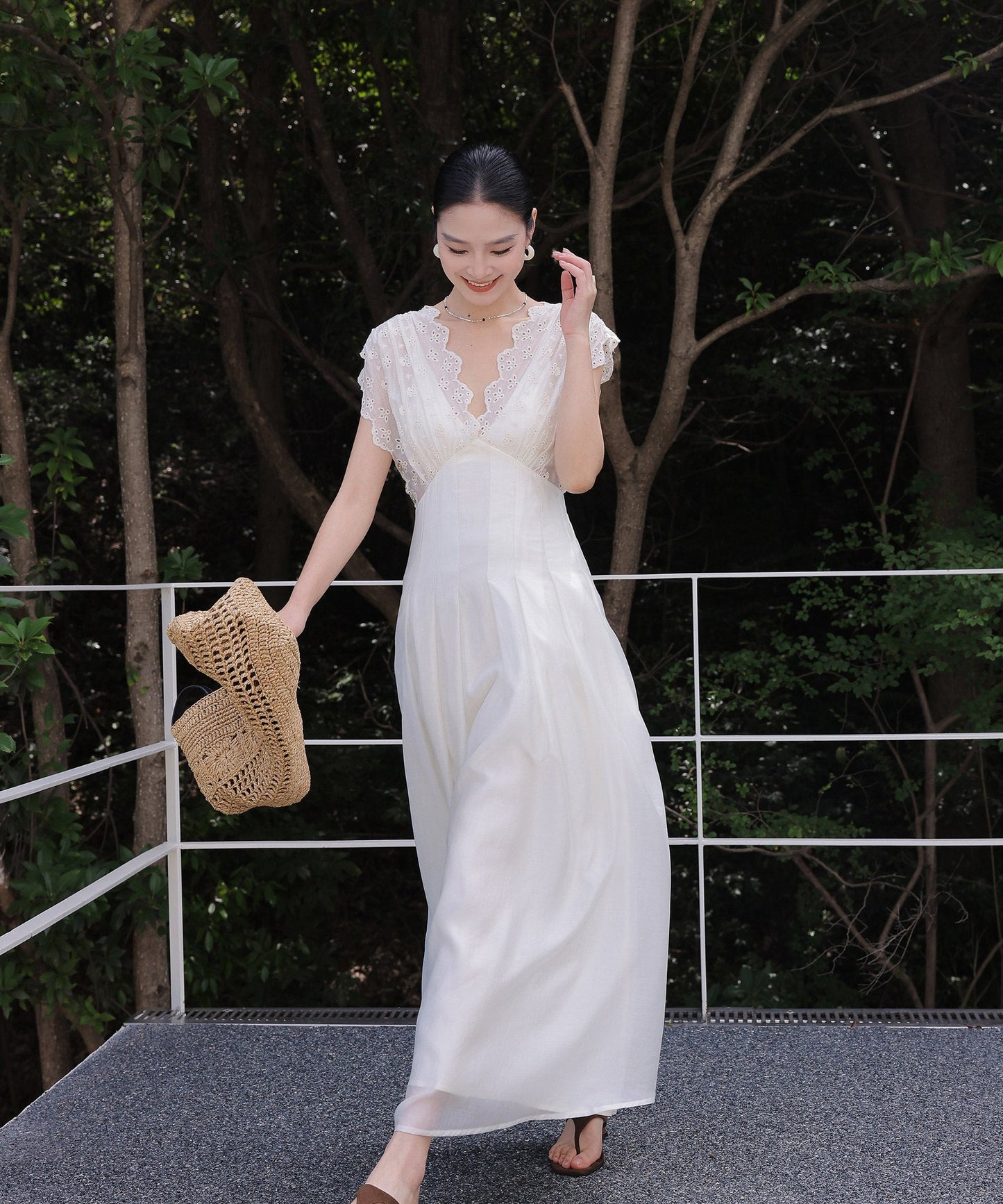 Tencel Lace Dress - Hollow-Out Design