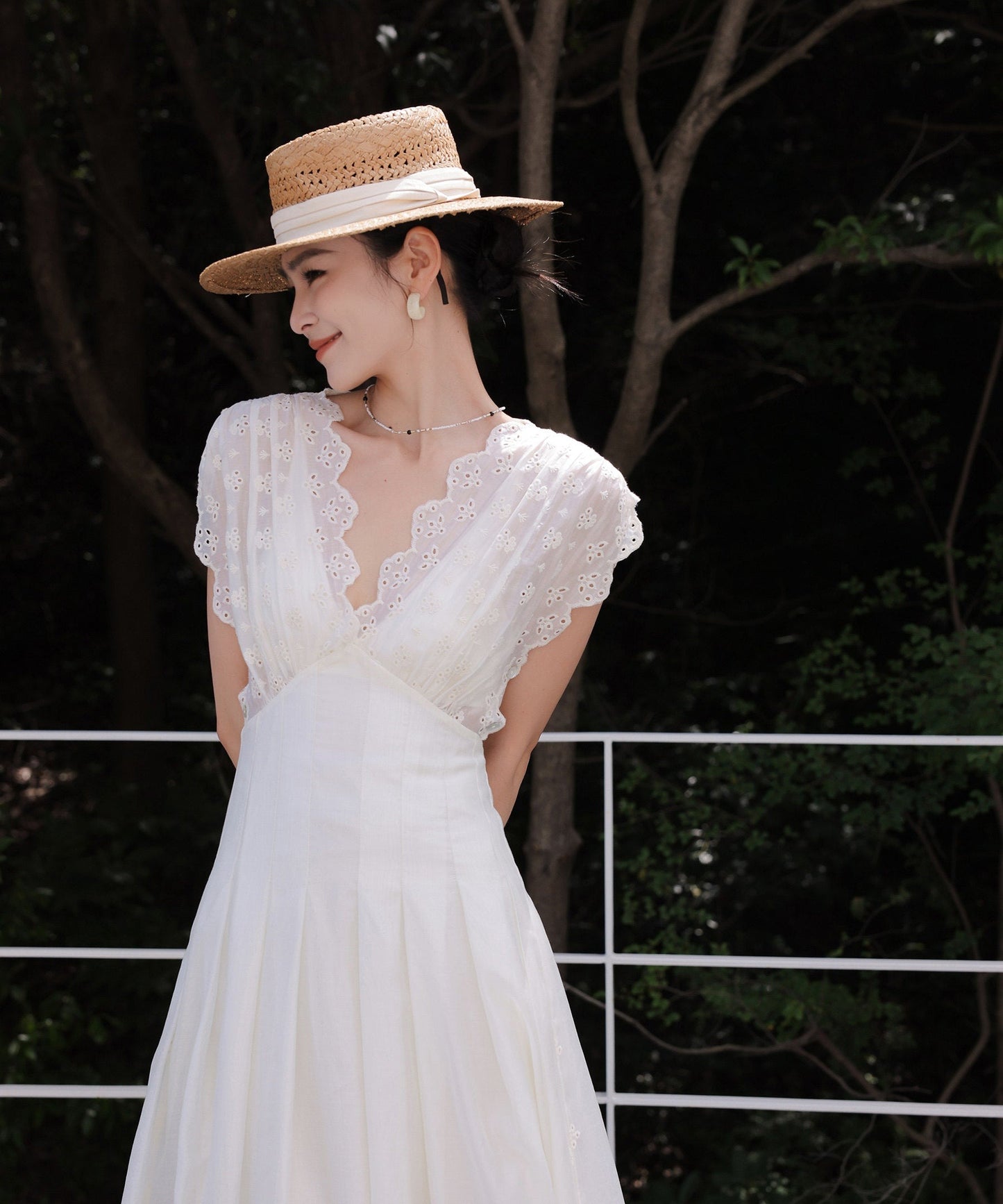 Tencel Lace Dress - Hollow-Out Design