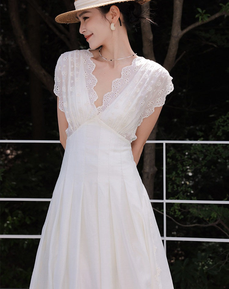 Tencel Lace Dress - Hollow-Out Design