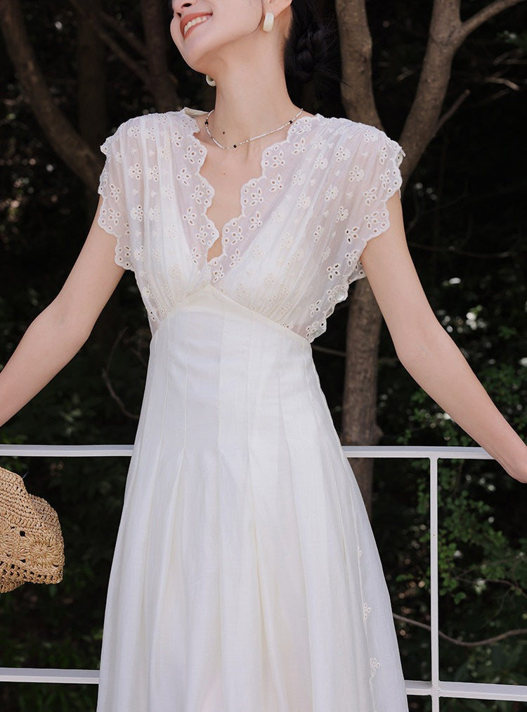 Tencel Lace Dress - Hollow-Out Design