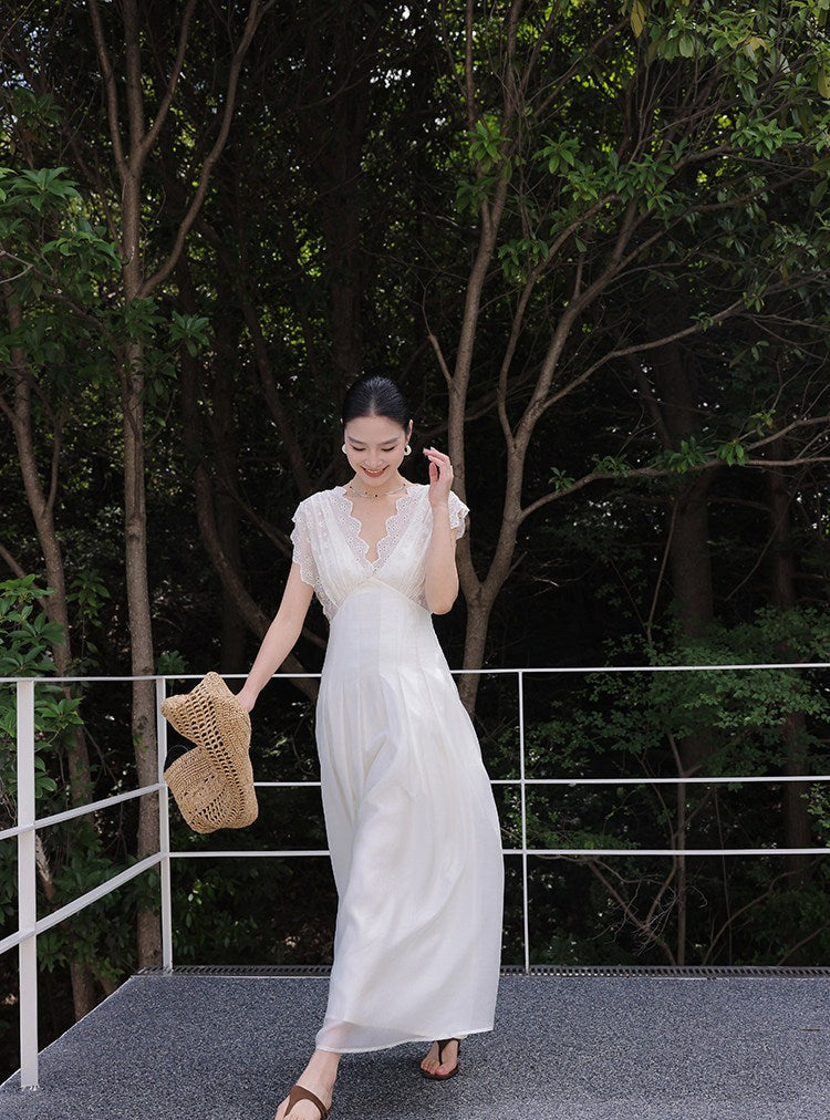 Tencel Lace Dress - Hollow-Out Design