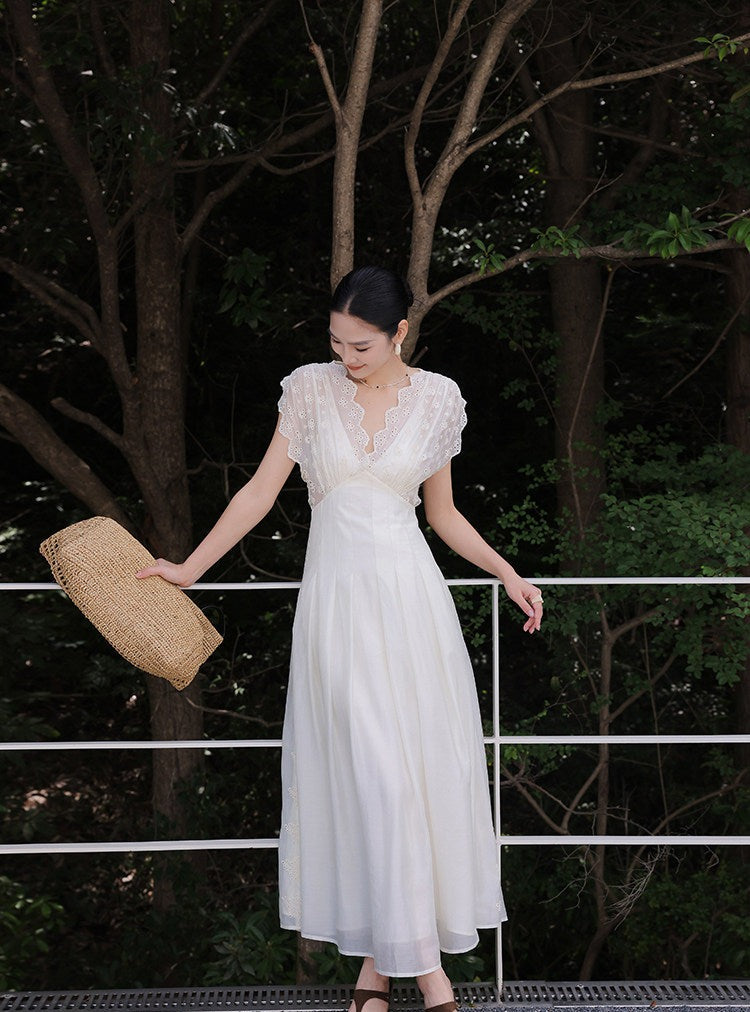 Tencel Lace Dress - Hollow-Out Design