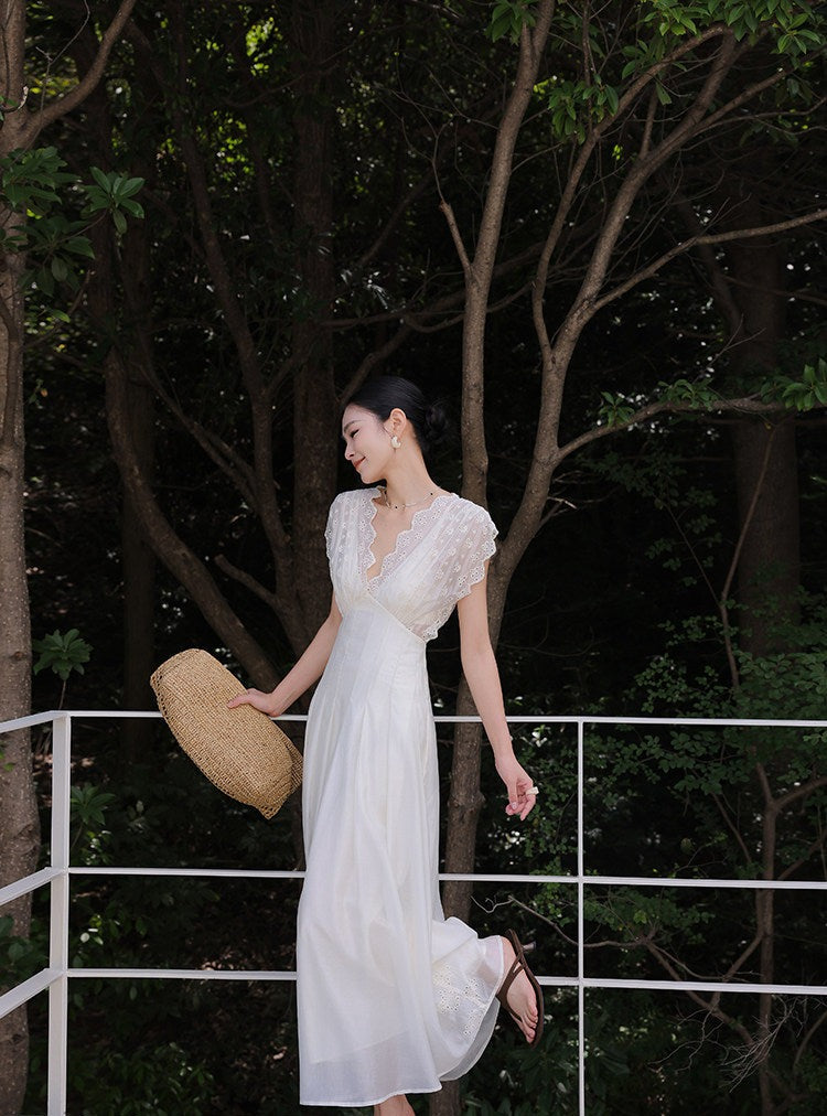 Tencel Lace Dress - Hollow-Out Design