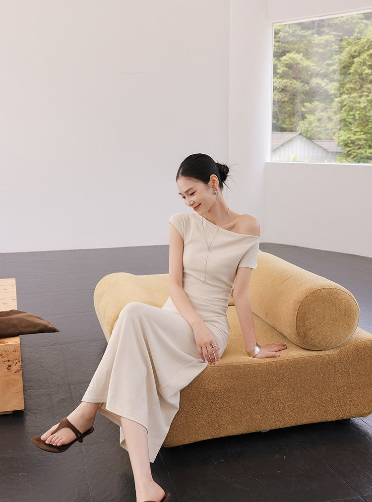 Gaun Katun - Leher Sweetheart Tanpa Lengan