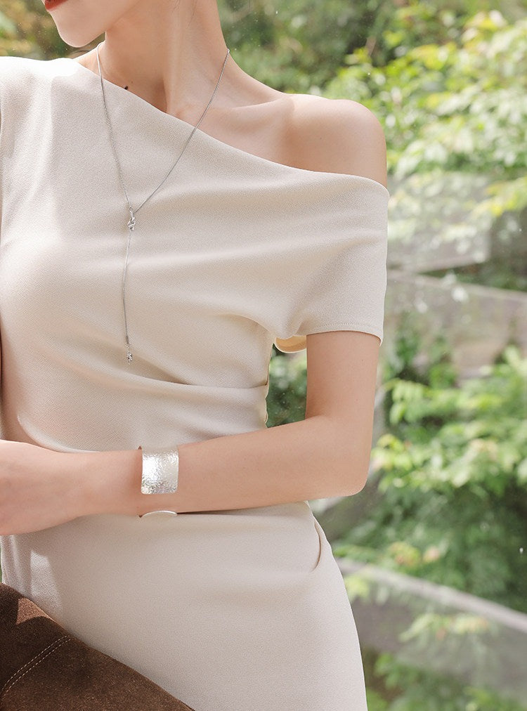 Gaun Katun - Leher Sweetheart Tanpa Lengan