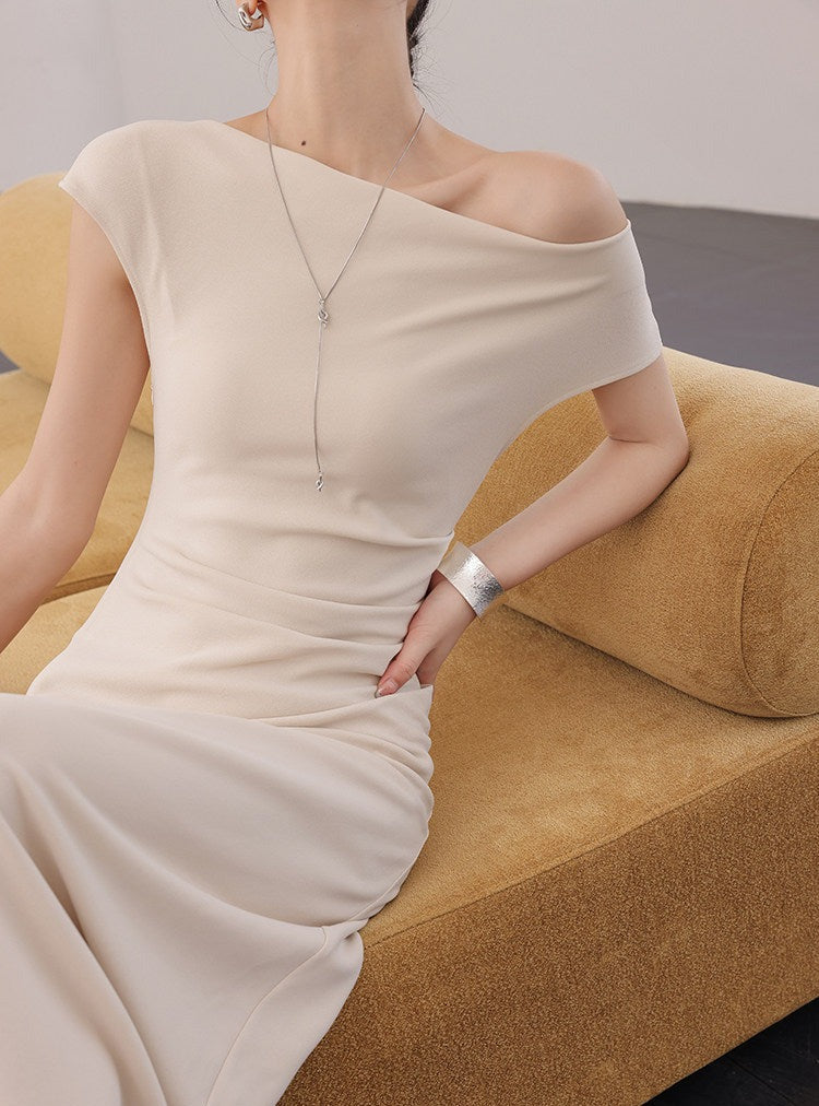 Gaun Katun - Leher Sweetheart Tanpa Lengan