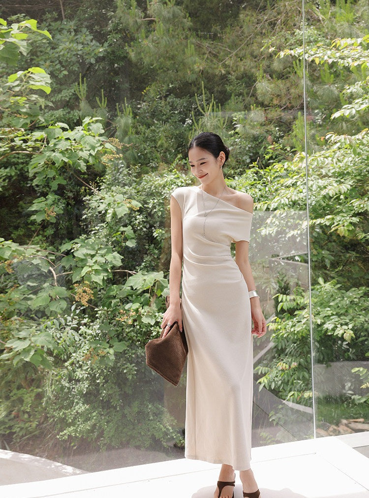 Gaun Katun - Leher Sweetheart Tanpa Lengan