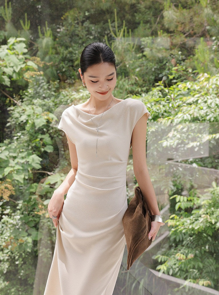 Gaun Katun - Leher Sweetheart Tanpa Lengan