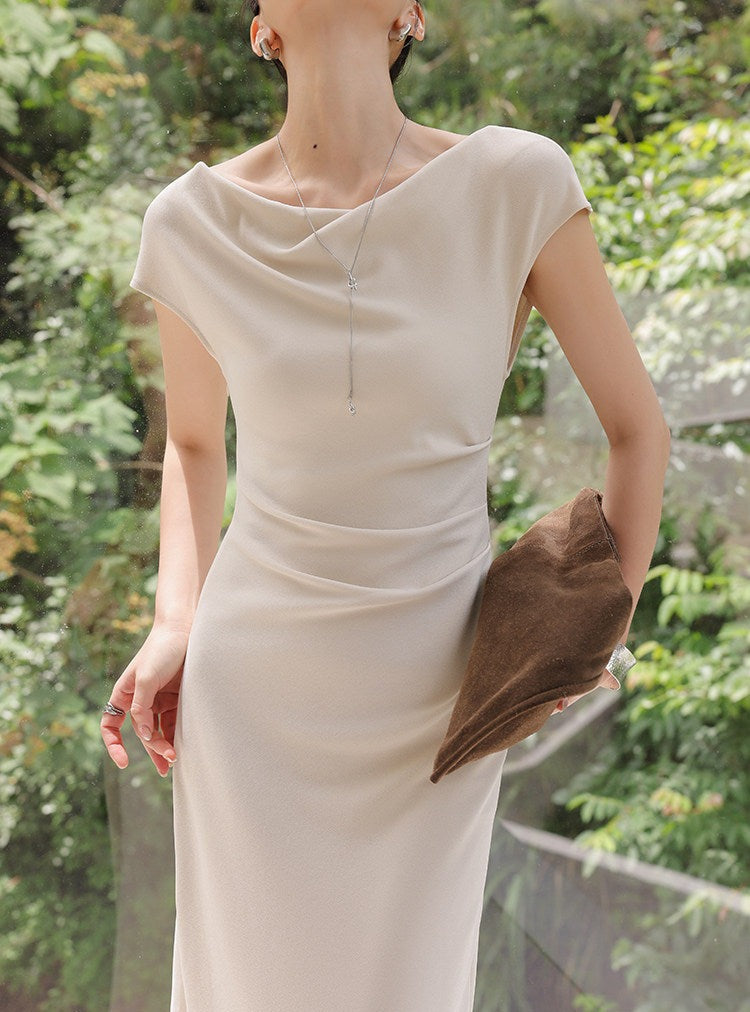 Gaun Katun - Leher Sweetheart Tanpa Lengan