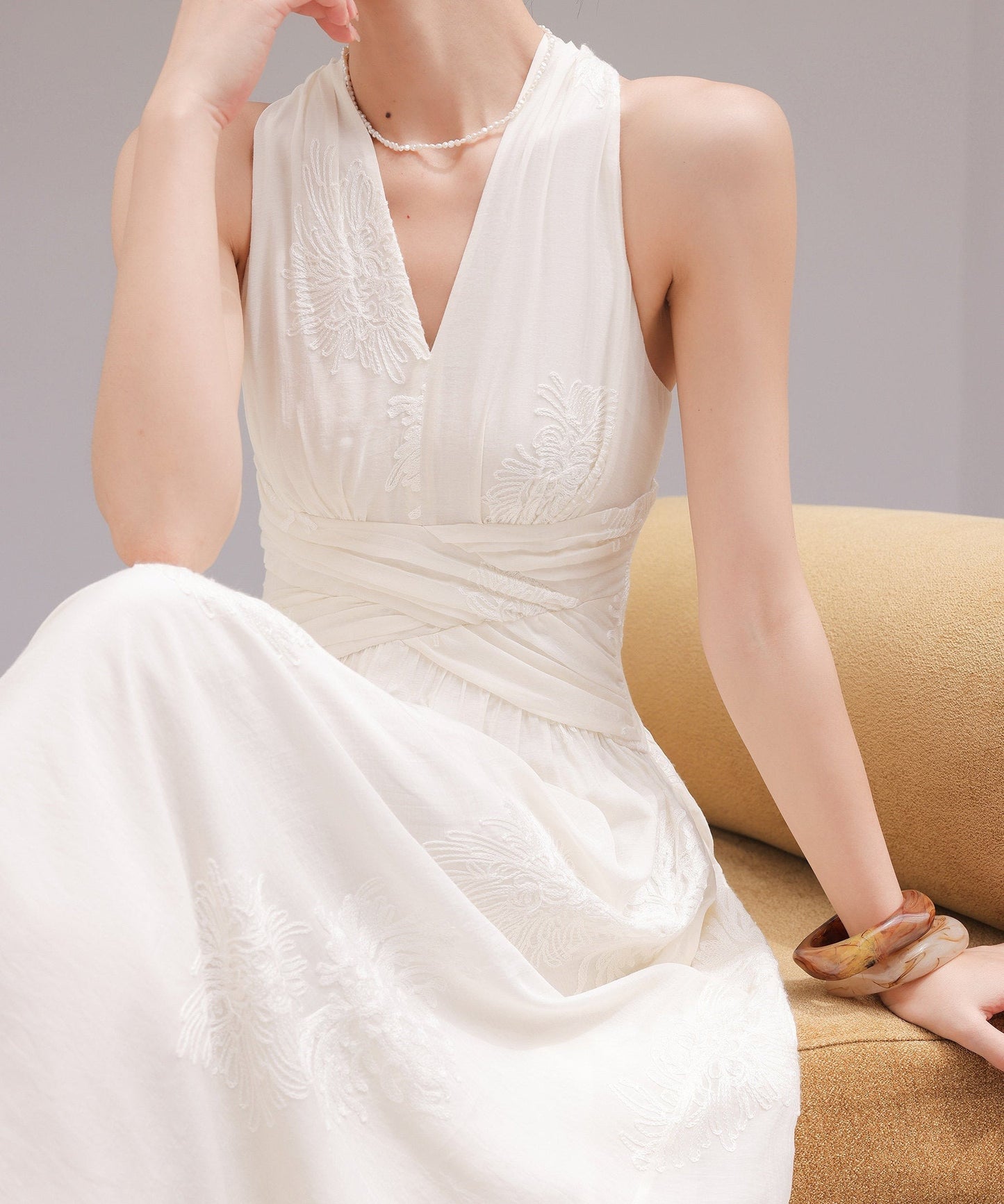 Cotton Dress - Elegant Sleeveless A-Line