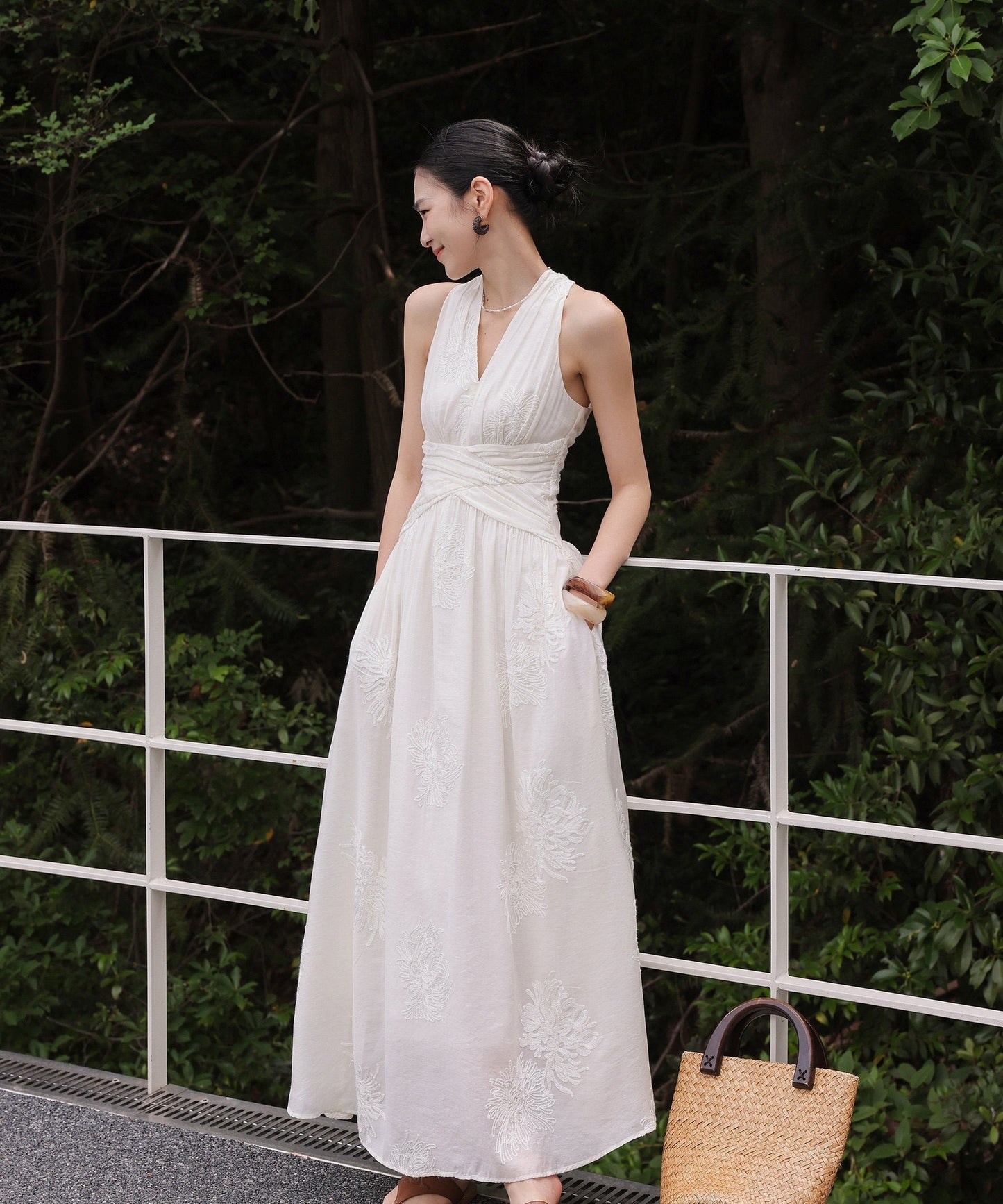 Cotton Dress - Elegant Sleeveless A-Line