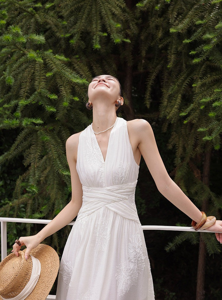 Cotton Dress - Elegant Sleeveless A-Line