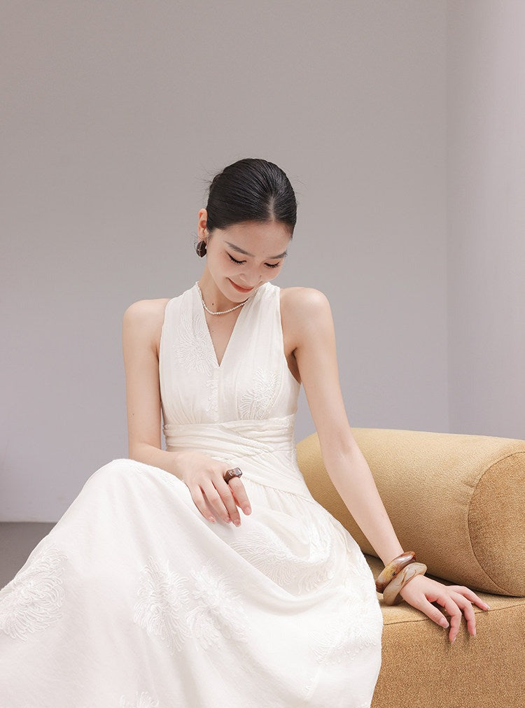 Cotton Dress - Elegant Sleeveless A-Line