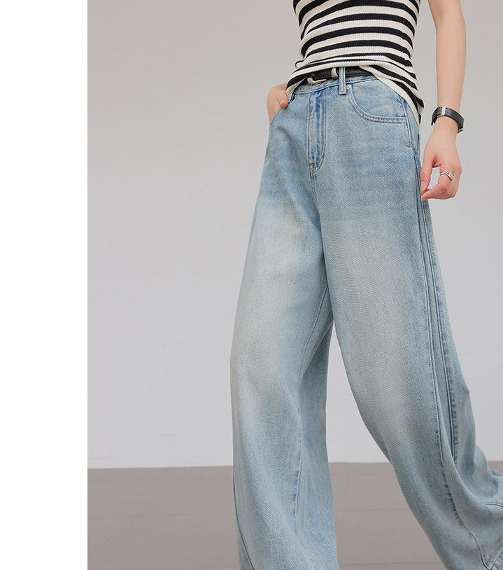 Cotton Wide-Leg Jeans - Light Blue