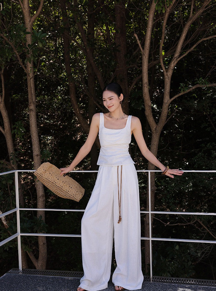 Viscose Two-Piece Set - Tank Top and Relaxed Pants