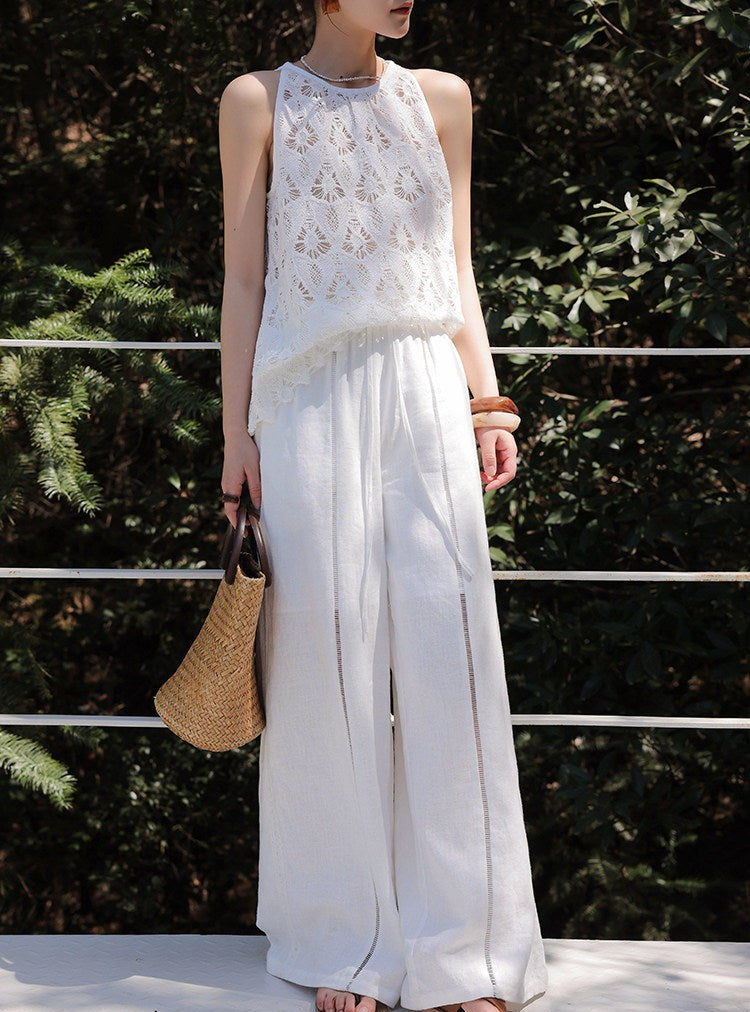 Lace Viscose 2-Piece Set - Sleeveless Top and Skirt