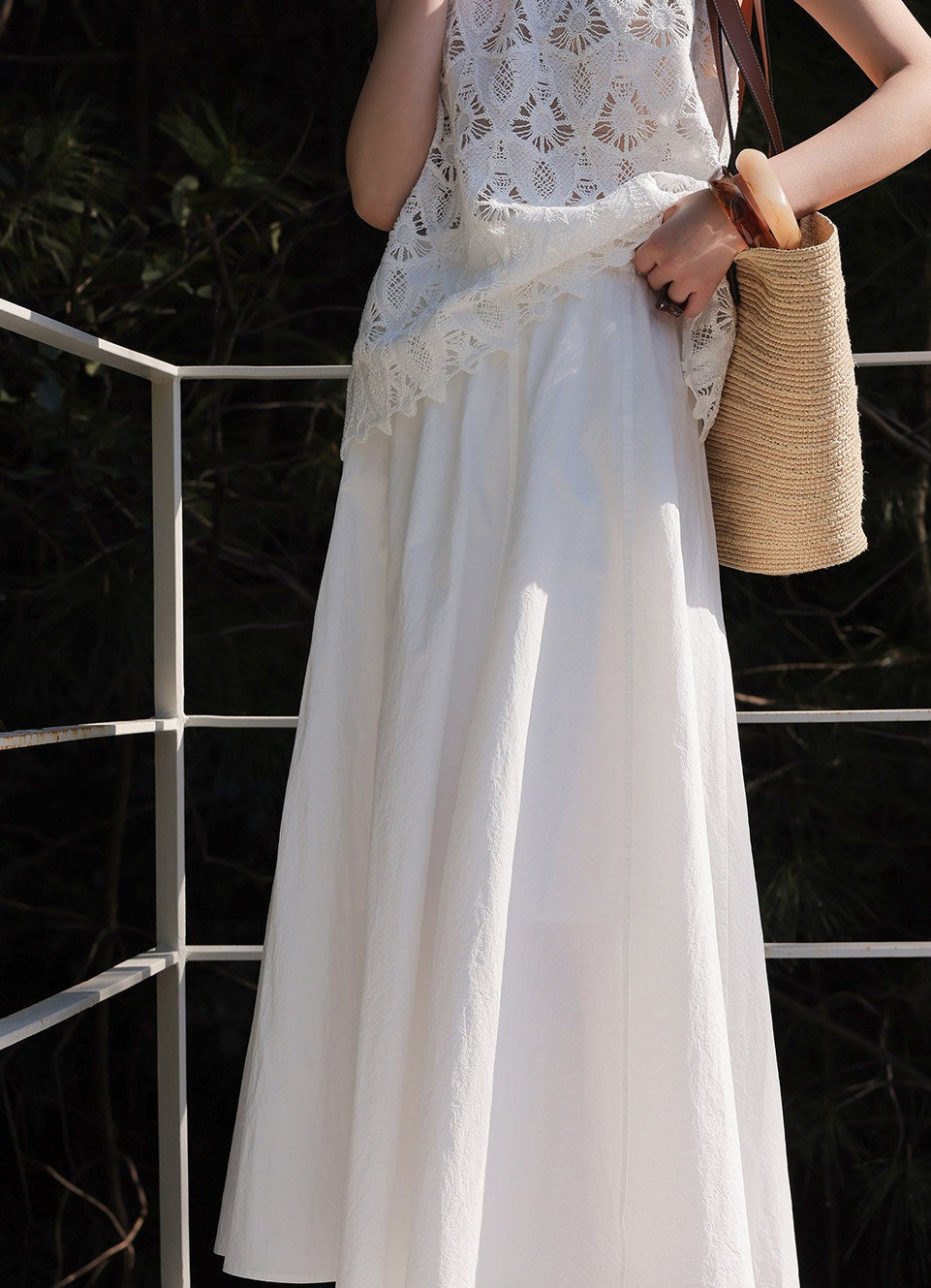 Lace Viscose 2-Piece Set - Sleeveless Top and Skirt