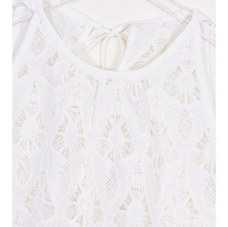 Lace Viscose 2-Piece Set - Sleeveless Top and Skirt