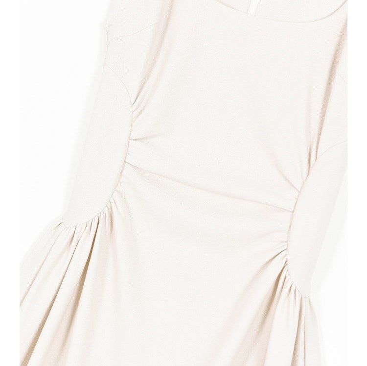 Oatmeal Dress - Square Neck Short Sleeve