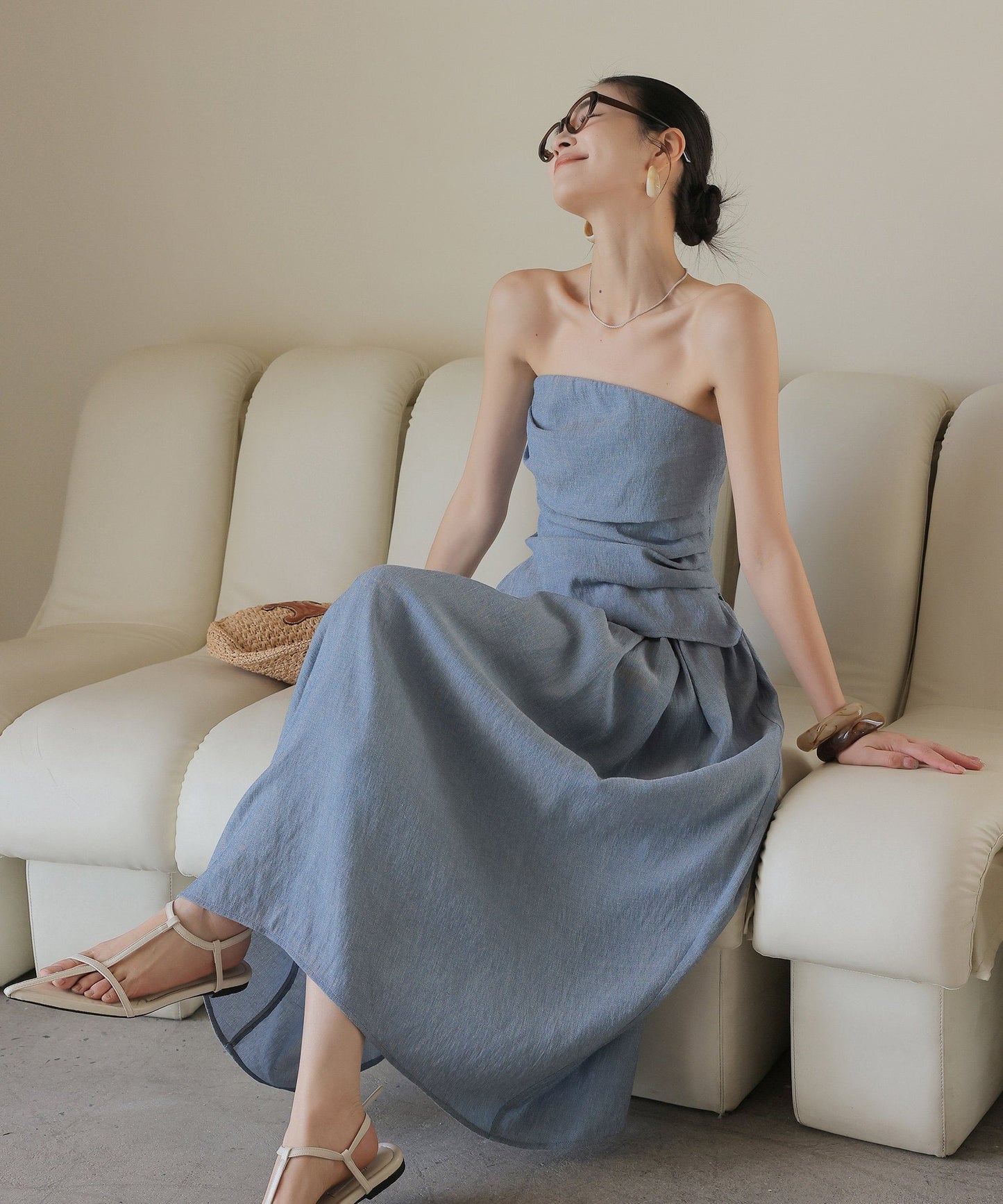 Set 3-Piece Viskose Bergaya - Atasan, Celana, dan Rok