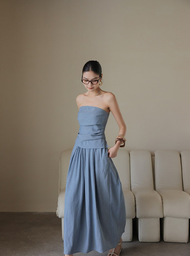 Set 3-Piece Viskose Bergaya - Atasan, Celana, dan Rok