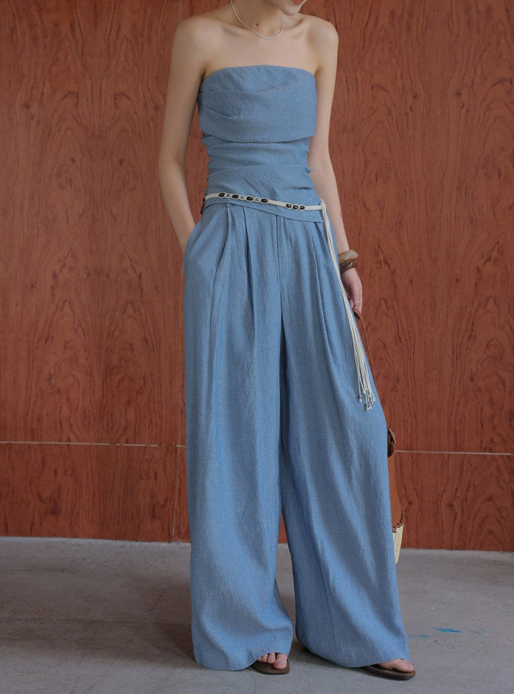 Set 3-Piece Viskose Bergaya - Atasan, Celana, dan Rok