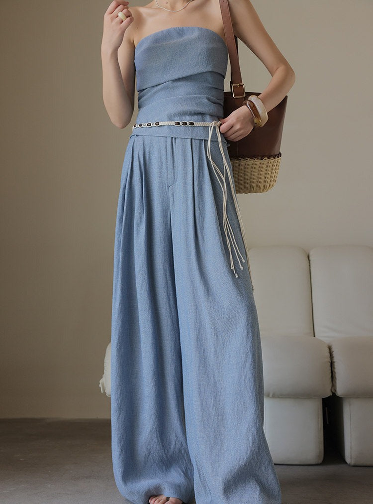 Set 3-Piece Viskose Bergaya - Atasan, Celana, dan Rok