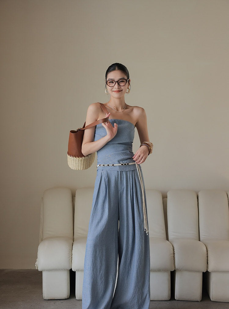 Set 3-Piece Viskose Bergaya - Atasan, Celana, dan Rok