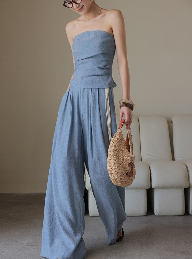 Set 3-Piece Viskose Bergaya - Atasan, Celana, dan Rok