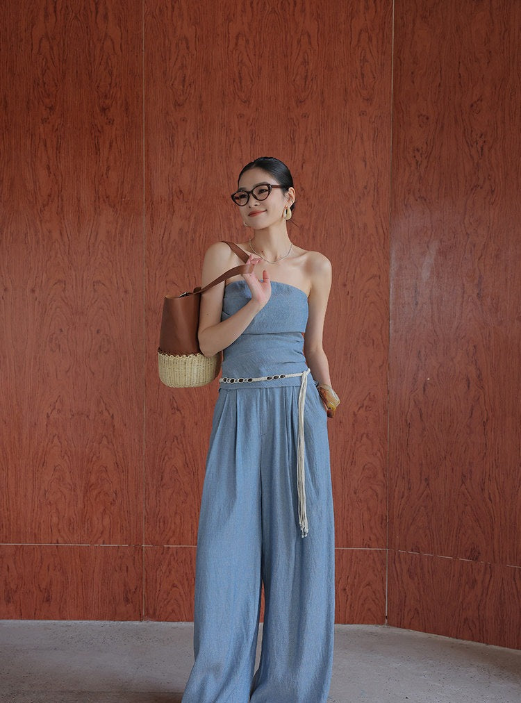 Set 3-Piece Viskose Bergaya - Atasan, Celana, dan Rok