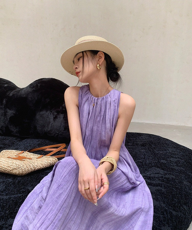 Viscose Dress - Elegant Sleeveless Summer Style
