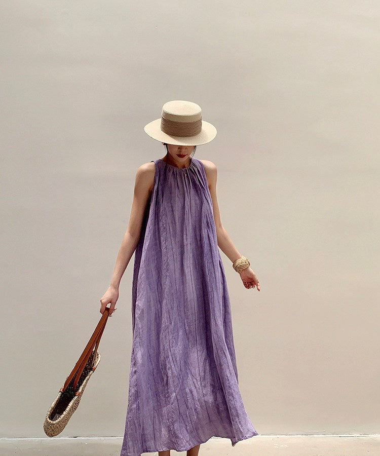 Viscose Dress - Elegant Sleeveless Summer Style