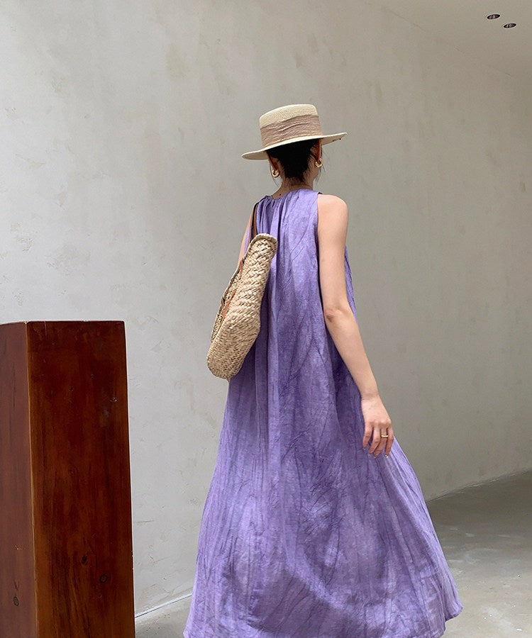 Viscose Dress - Elegant Sleeveless Summer Style