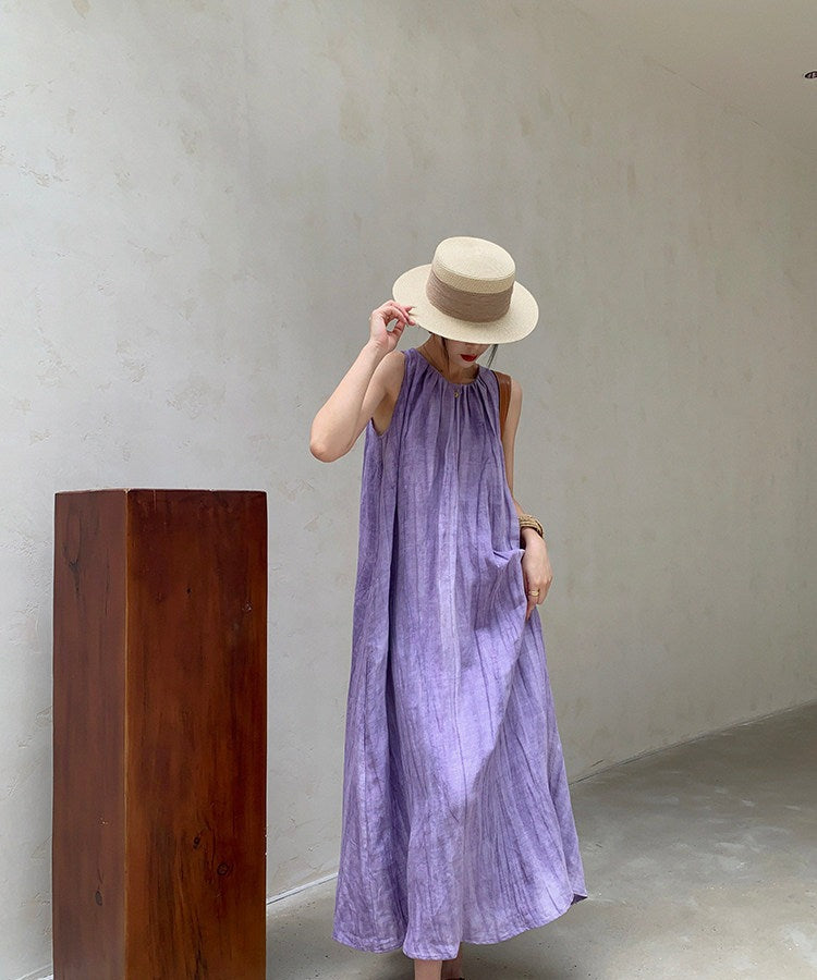 Viscose Dress - Elegant Sleeveless Summer Style