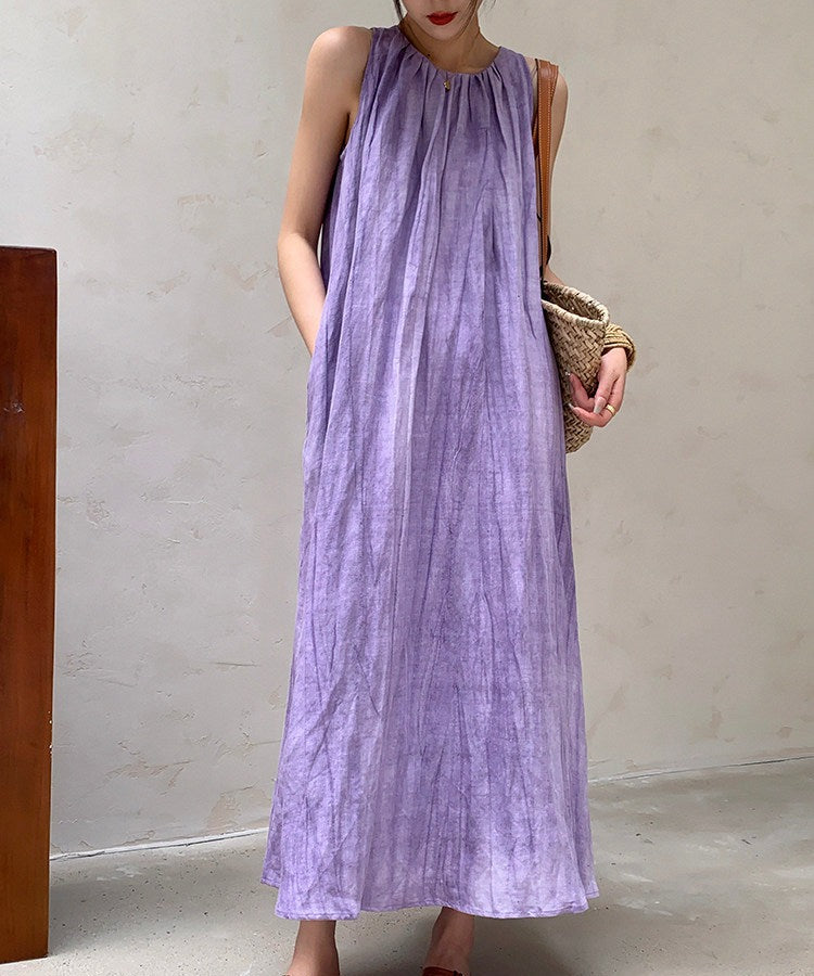 Viscose Dress - Elegant Sleeveless Summer Style